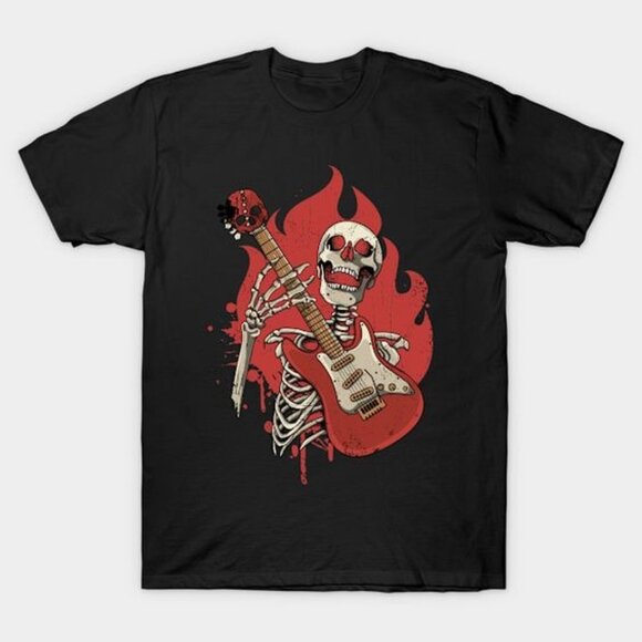 Unbranded Other - Skeleton Playing Guitar Rock Vintage Halloween T-shirt